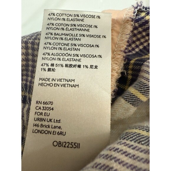 Free People Wild Side Plaid Tunic Top Size Small Button Front Oversized Back Tie - Picture 6 of 7